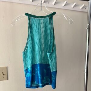 Vintage Voyage Invest In The Original Neiman Marcus Teal Blue Tank Top Open Back